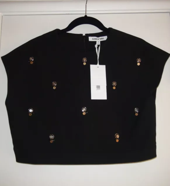 Elizabeth & James Colton Black Embellished Crop Top Size S 3