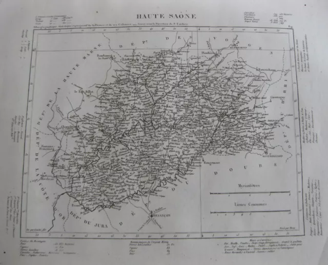 1835 Carte Atlas Géographique France Haute Saône Vesoul Vitrey Dampierre Gray