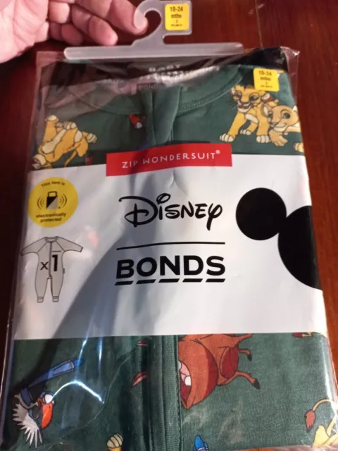 😇  Bonds Wondersuit long Baby Disney Lion King Size 2 New in packet green suit