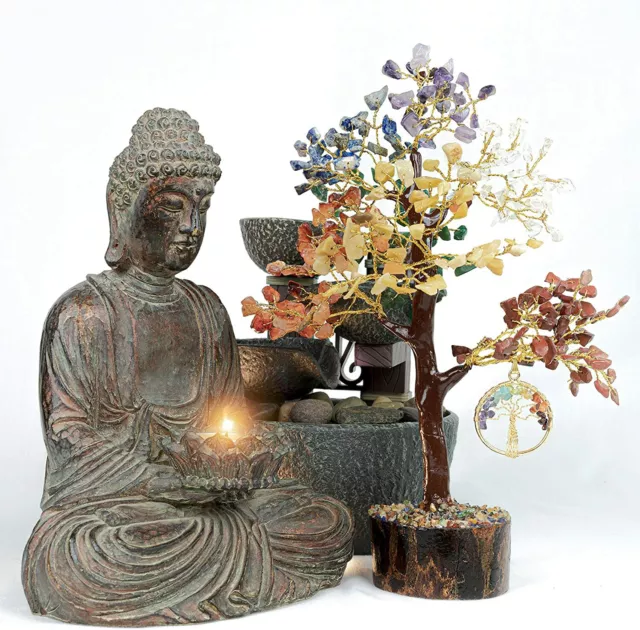 7 Chakra Natural Stone Tree Life Gemstone Positive Energy Heal Geode Reiki Decor
