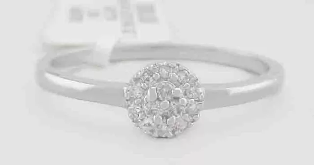 GENUINE 0.26 Cts DIAMONDS SOLITAIRE RING .925 STERLING SILVER - New With Tag