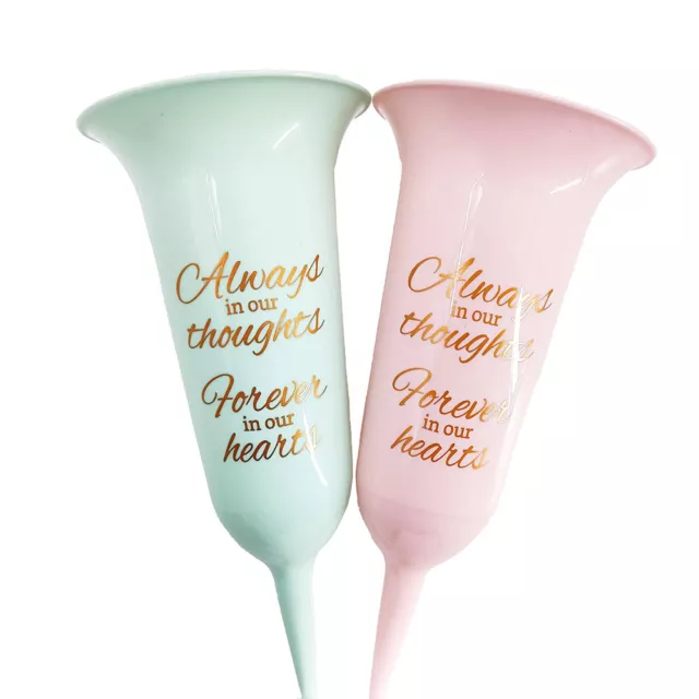Baby Girl and Boy Set Forever in Our Hearts Fluted Spiked Memorial Flower Vases