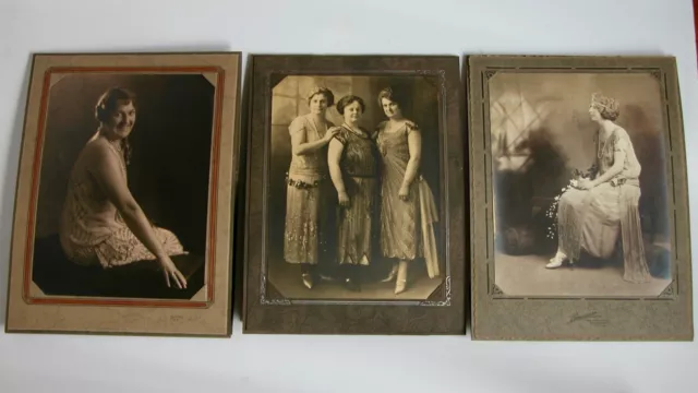 ANTIQUE RPPC ART DECO 1920s FLAPPER GIRL SISTERS  9X7 PHOTO Lot