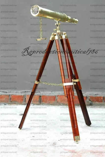 Telescopio oculto pulido de latón náutico de 18 pulgadas con soporte de...