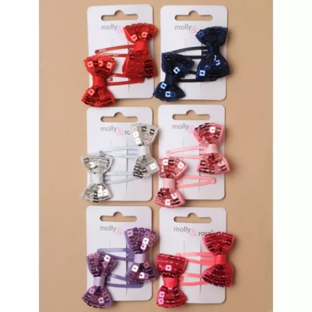 ladies/girls sparkling sequin bow sleepies hair clips in pretty colours, choice