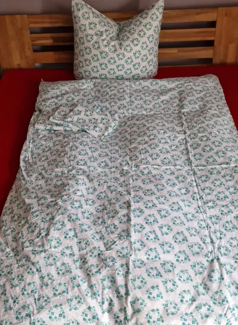 4 piezas 6 piezas ropa de cama blanca verde retro vintage Shabby años 70 ropa de cama de granjero