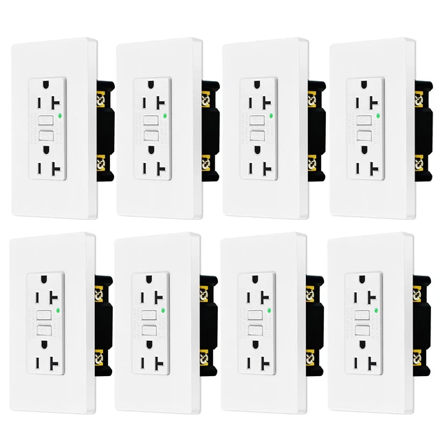 20Amp GFCI Outlet Ground Fault Receptacle LED Indicator Universal Plug Socket ×8