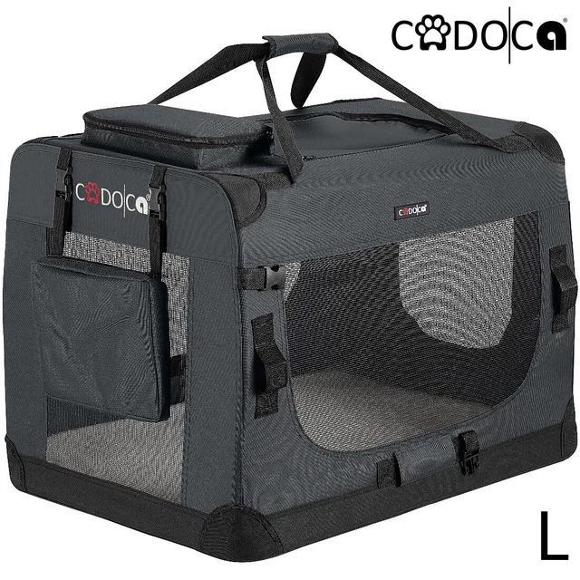 B-Ware Tiertransportbox L 70x52x50cm anthrazit Haustier Transport Hund Katze