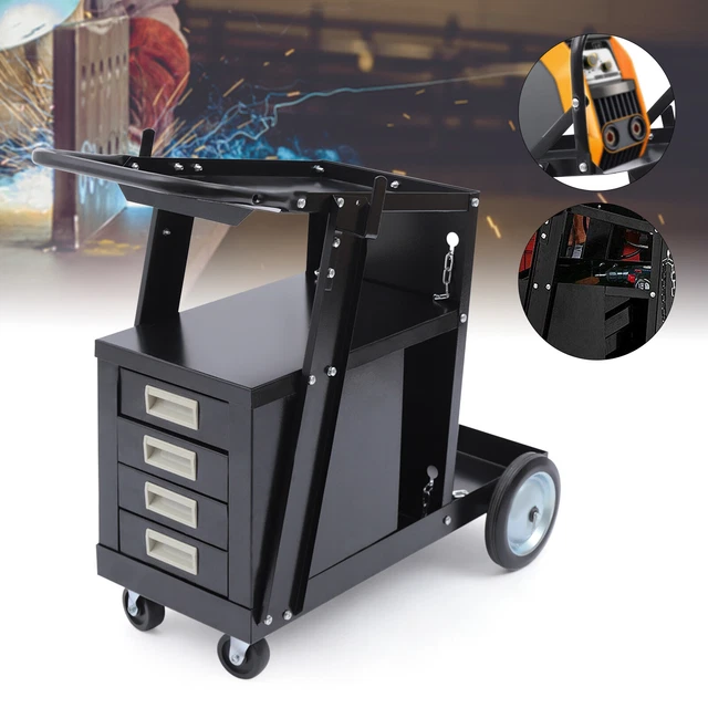 Rolling Welding Cart Welder Plasma Cutter Welding Trolley w/ Tank New 4 Drawers