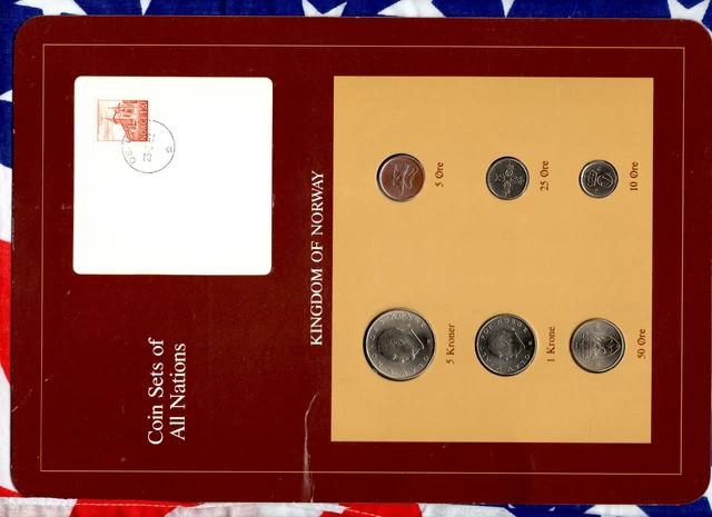 Coin Sets of All Nations Norway UNC 1,5 Kroner 50,25,10, 5 Ore 1981