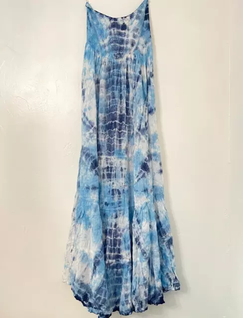 Raviya Plus Size Strapless Tiered Tie-Dyed Maxi Dress Cover-up, Blue, Size 1X