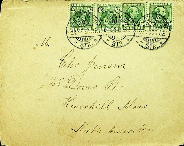 Sephil Dänemark 1906 4x5o Auf Abdeckung Von Kopenhagen Sich Haverhill Mass. USA