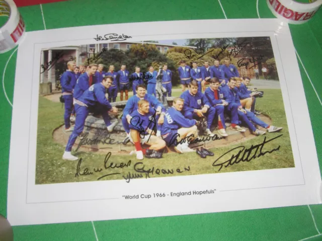 England 1966 World Cup Squad Photo Signed by 14 Players including 8 Finalists
