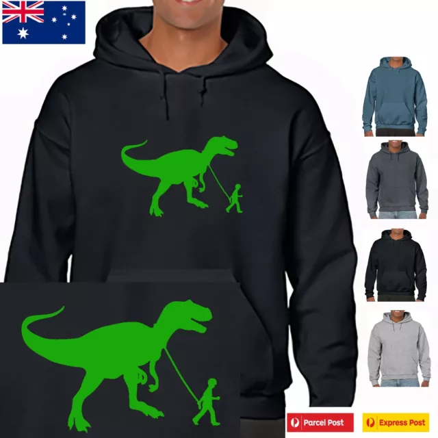 Boy walking dinosaur  Funny Hoodies Hoody slogan  Men's Unisex Hoodie  graffiti