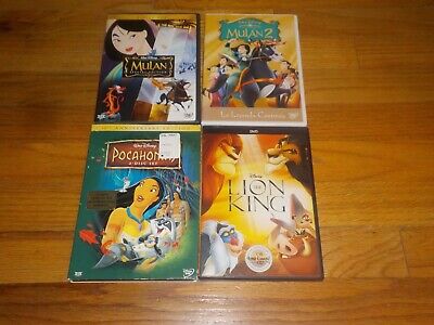 Mulan 1 & 2 / The Lion King / Pocahontas DVD Lot walt disney