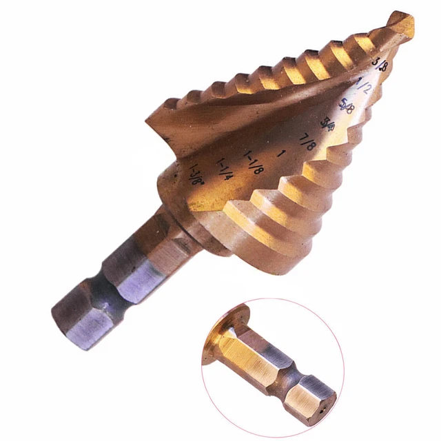 3/8 inch Shank Step Drill Bit SPIRAL FLUTE Cobalt M42 UNIBIT 1/4 - 1-3/8 10 Size