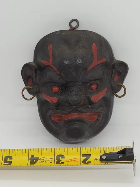 Japanese Wooden Noh Mask Hashihime Oni Hannya Demon 4.75" Tall x 4.5" Wide Rare!