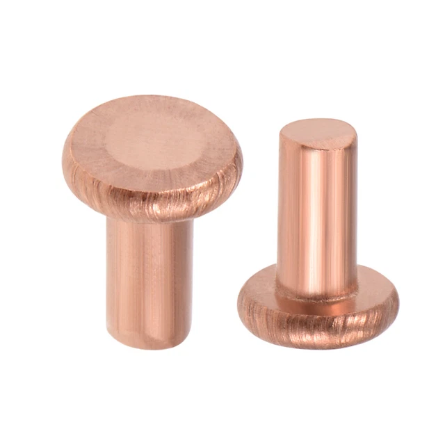 100Pcs 1/8"x15/64" Tête plate Cuivre Rivets solides attaches