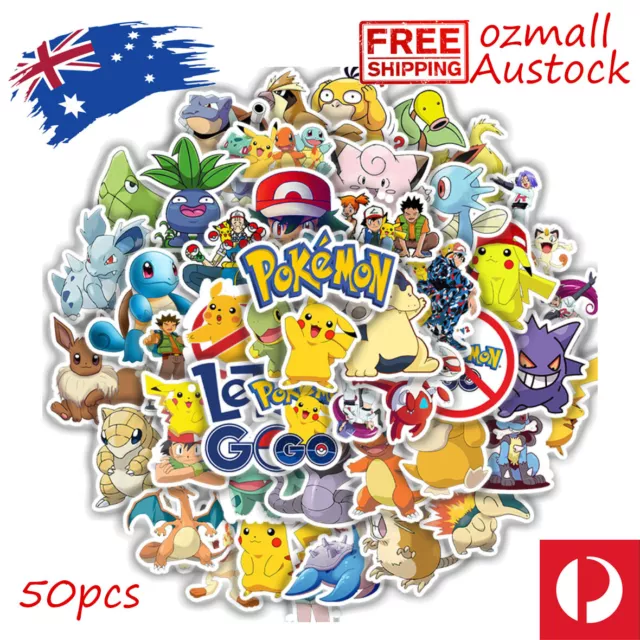 50pcs Pokemon Go Friends Pikachu Vinyl Decal  Kid Stickers Laptop Phone Bottle