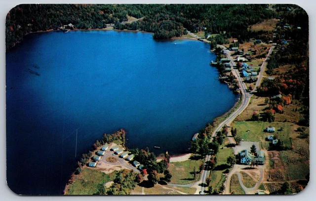 Blue Mountain Lake New York~Aerial View~Resort Hotels~Rt 365~Adirondacks~1956 PC