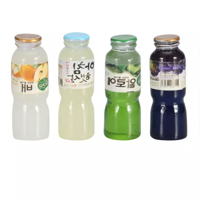 HG 4pcs/ Set Dollhouse Small Miniature 1:12 Juice Bottle Bar Kitchen Decor LT CM