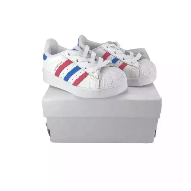 Adidas Superstar El Toddler Infant Sneakers Shoes FW5849 White Blue Red Size 4K