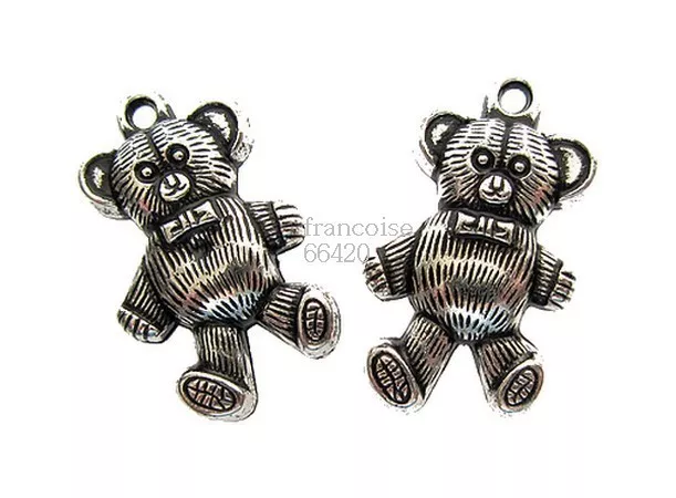 2 pcs BRELOQUES CHARMS PERLES / OURSON ACRYLIQUE 35X20X8mm / CRÉAT BIJOUX #D006