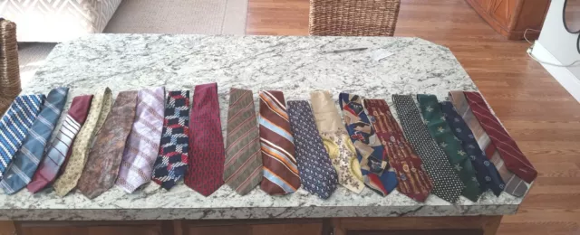 Designer Tie Lot Of 19 YSL Dior WM Chelsey Pierre Cardin Garcia Givenchy Vintage