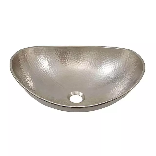 SINKOLOGY Vessel Bath Sink 19" Boat-Shaped + Solid 16-Gauge Brass in Nickel