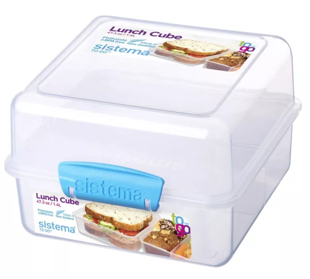 4 Pack Sistema Lunch Cube to go Container Klip It Food Lunch Box 48 Oz