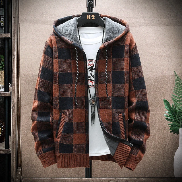 Men Thick Warm Fleece Lined Hooded Hoodie Winter Up Coat Jacket Sweatshirt