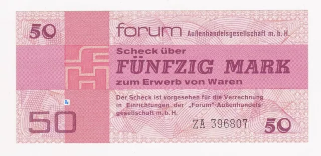 50 Mark Forumscheck Ersatznote ZA UNC Ros. 371b (ALT) Grab.DDR-34b (NEU)