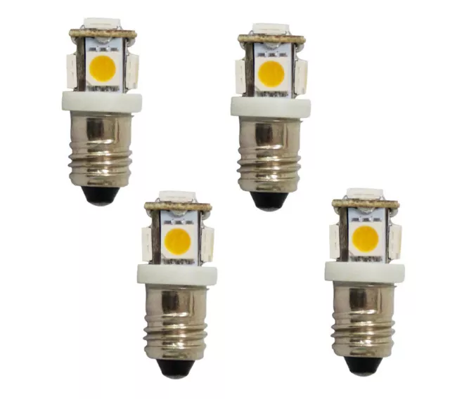 4x Warm weiß LED 12V DC Fahrrad LED 5 SMD Schraubsockel Lampe E10 3000K