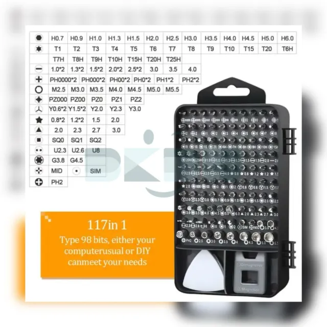 Feinmechaniker Werkzeug 117 in 1 Schraubendreher Set Elektronik PC Handy Uhr