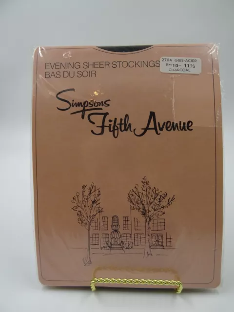 4 Pairs Vintage Fifth Avenue Charcoal Evening Sheer Nylon Stockings 10 - 11 1/2 2