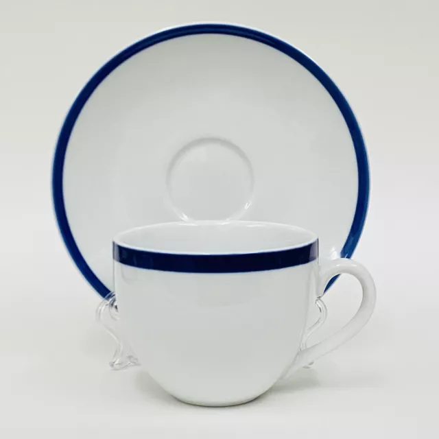 2 Piece Williams-Sonoma BRASSERIE BLUE Porcelain Cup & Saucer 3" Japan