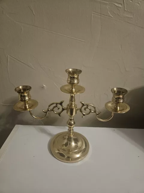 Vintage Baldwin Brass Three Arm Candlestick Candelabra  Candle Holders