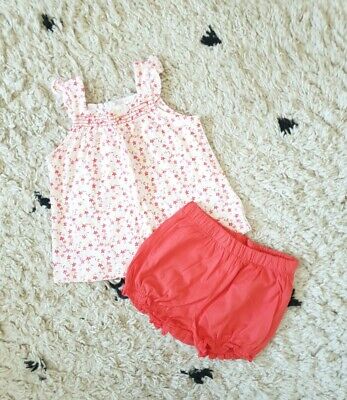 H&M Baby Girls pretty ditsy floral top & shorts Summer Outfit | 3-6 months
