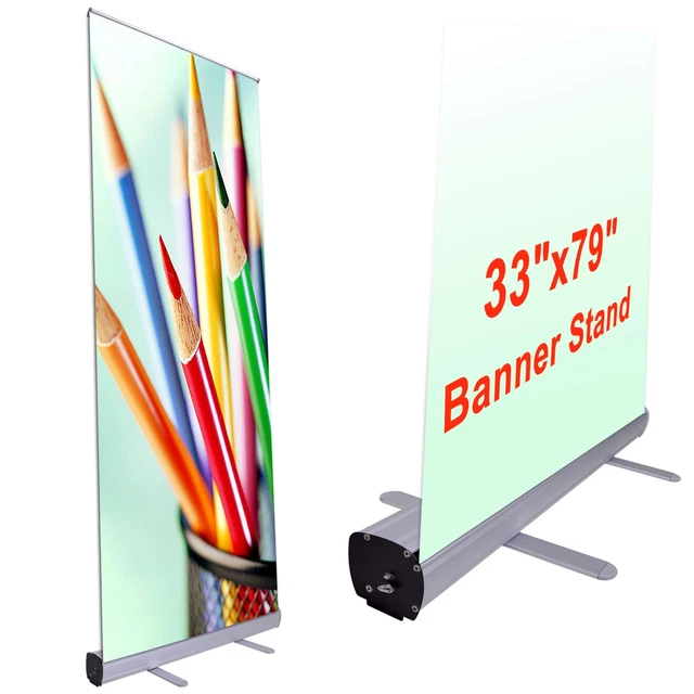 2pcs 33x79" Retractable Banner Stand Roll Up Pop Up Trade Show Display w/ Bag
