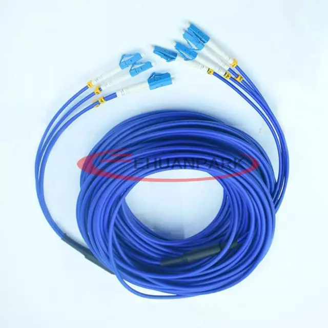 Indoor Armored Cable Single-Mode LC-LC 4 Strand 9/125 Fiber Optic Patch Cord 15M