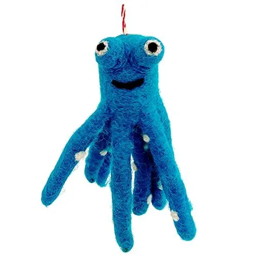 Octopus Wool Ornament for Holiday Christmas Tree Ocean  Sea  Animal