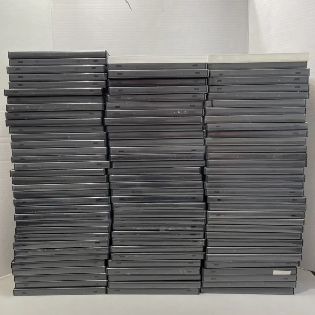 100 Empty Replacement DVD Cases Boxes Mixed Used 14mm Disc - Blockbuster Black