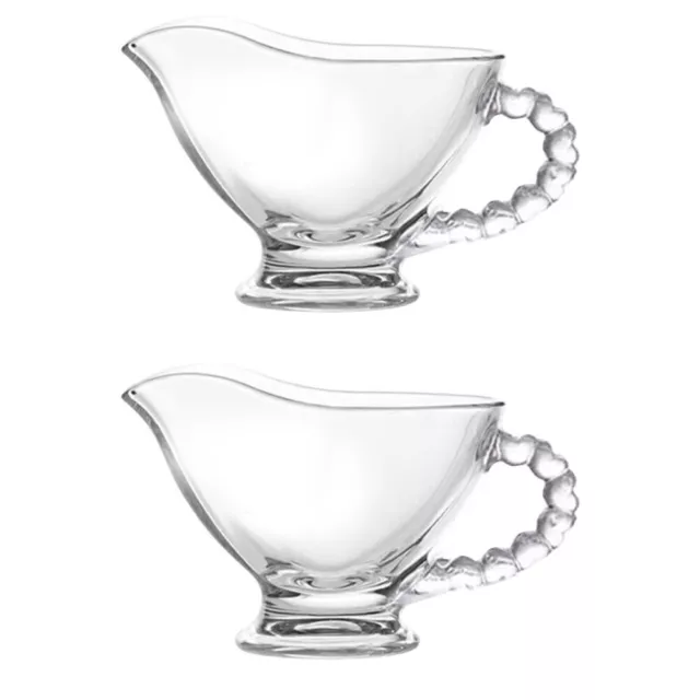 2pcs Glass Gravy Boat with Handle Clear Gravy Sauce Dish Gravy Bowl Serving Cup