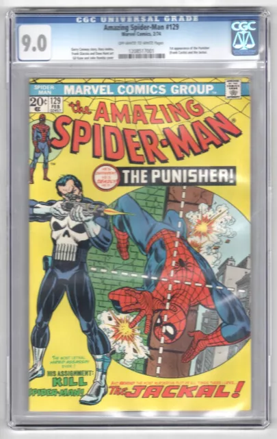 AMAZING SPIDER-MAN #129 Feb. 1974 1st App. Punisher CGC 9.0 OWW Pages