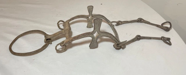 very rare antique 18th century 1700's hand wrought iron horse bridle mouth bit