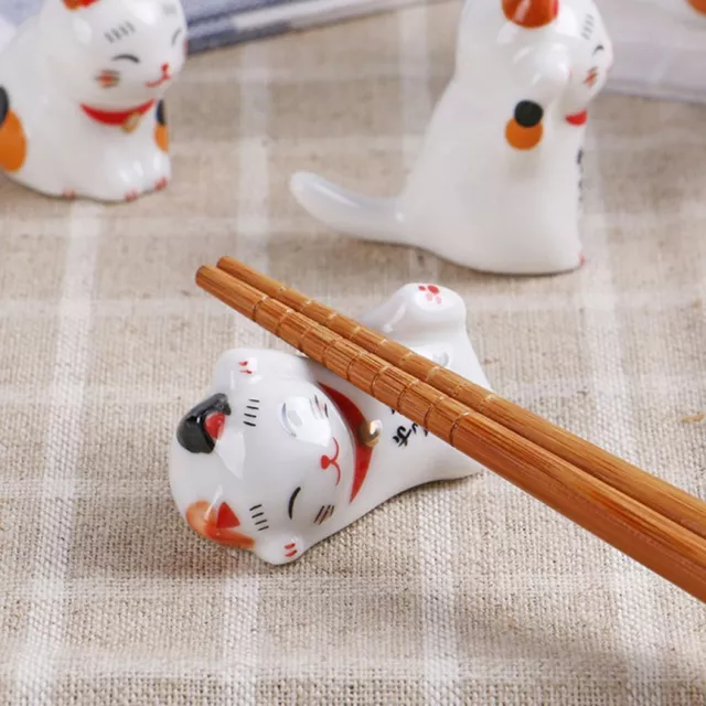 Spoon Fork Rest Lucky Cat Cutlery Stand Ceramic Japanese Chopsticks Holder