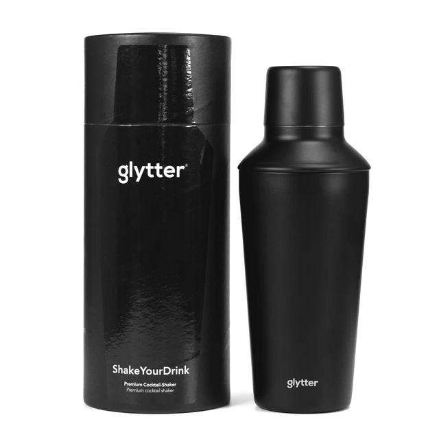 glytter® Premium Cocktail-Shaker aus Edelstahl - 750 ml - mattschwarz, Barshaker