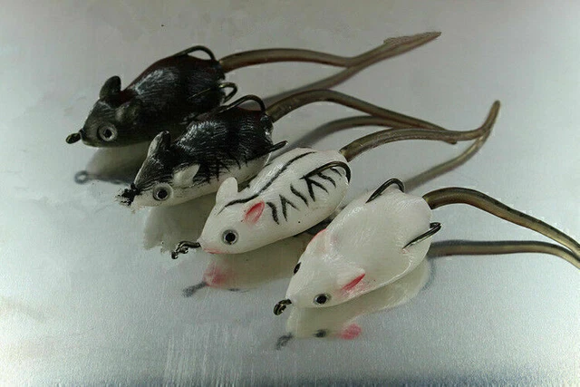 4Pcs Large Soft Rubber Mouse Fishing Lures Baits Top Water Tackle Hooks Bait 4Pcs Large Soft Rubber Mouse Fishing Lures Baits Top Water Tackle Hooks Bait