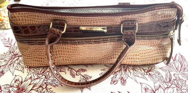 Samantha Brown Insulated Lunch/Wine Tote Faux Croc Camel & Brown NWOT