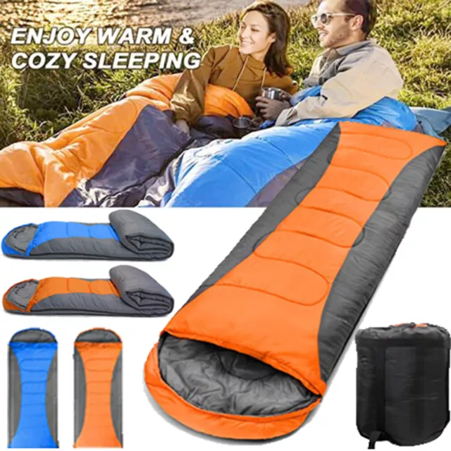 4 Season XL Single Person Envelope Zipper Sleeping Bag Outdoor Camping Hiking UK